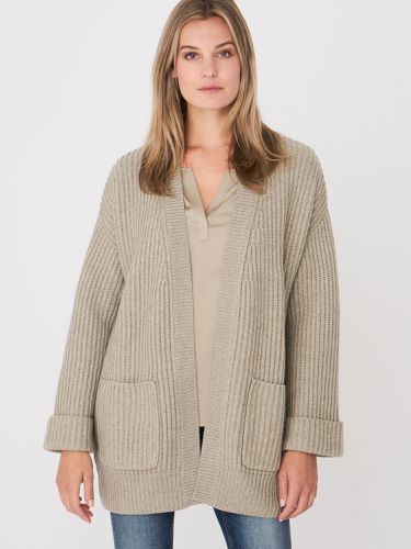 Oversized chunky rib knit cardigan with front pockets - REPEAT cashmere - Modalova