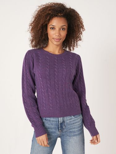 Cropped fit cashmere blend cable knit sweater - REPEAT cashmere - Modalova