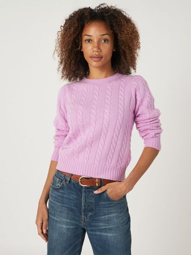 Cropped fit cashmere blend cable knit sweater - REPEAT cashmere - Modalova