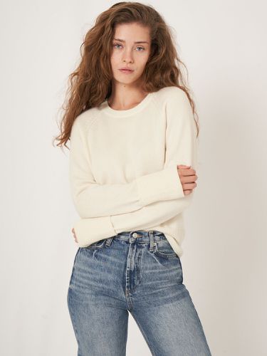 Cashmere blend raglan sweater with rolled up sleeve - REPEAT cashmere - Modalova