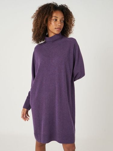 Loose fit cashmere blend knit dress with ribbed stand collar - REPEAT cashmere - Modalova
