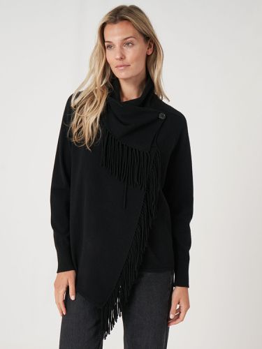 Cashmere blend cardigan with asymmetric front with fringe - REPEAT cashmere - Modalova