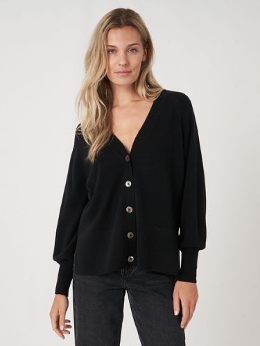 Buttoned cardigan with raglan puff sleeves - REPEAT cashmere - Modalova