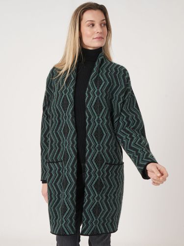 Mid-length intarsia cardigan with jacquard pattern - REPEAT cashmere - Modalova