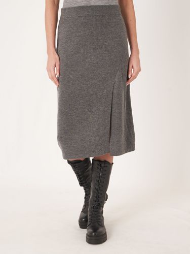Fine knit cashmere skirt with front slit - REPEAT cashmere - Modalova