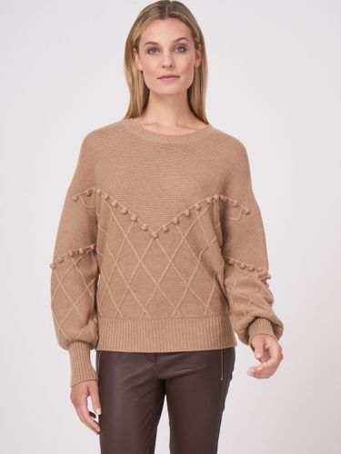 Pullover with pom poms and knitted diamond texture - REPEAT cashmere - Modalova