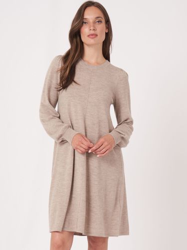 A-line merino wool dress with puff sleeves - REPEAT cashmere - Modalova