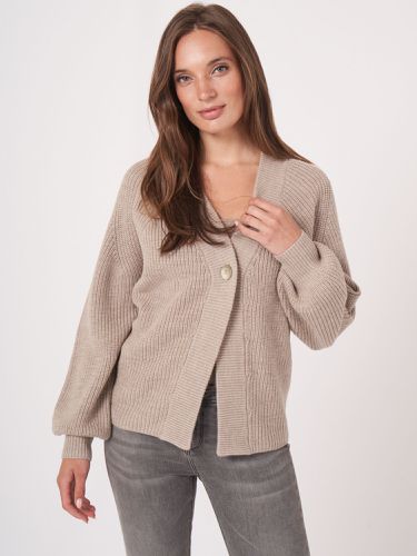 Chunky rib knit V-neck cardigan - REPEAT cashmere - Modalova