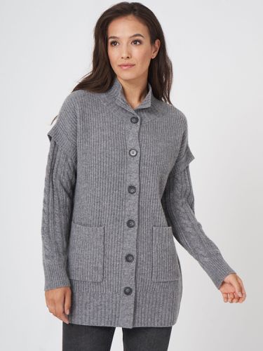 Lambswool cardigan with stand-up collar - REPEAT cashmere - Modalova