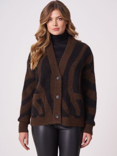 Oversized intarsia knitted V-neck sweater - REPEAT cashmere - Modalova