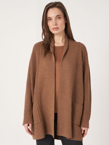 Chunky merino wool rib knit cardigan with pockets - REPEAT cashmere - Modalova