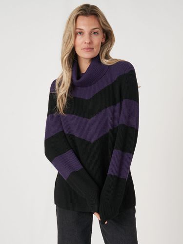 Intarsia knit chevron turtleneck sweater - REPEAT cashmere - Modalova