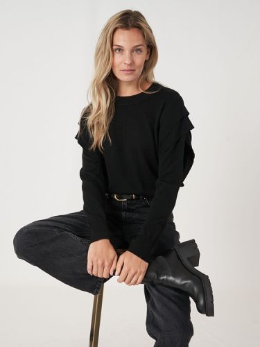 Cropped merino wool sweater with shoulder detail - REPEAT cashmere - Modalova