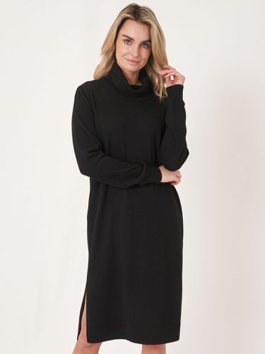 Knitted dress with buttoned high neck and side slit - REPEAT cashmere - Modalova