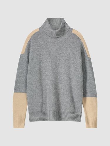 Two tone color block turtleneck sweater - REPEAT cashmere - Modalova