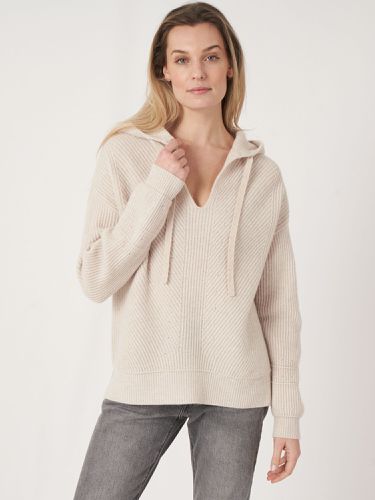 Rib knit hoodie with side slits - REPEAT cashmere - Modalova