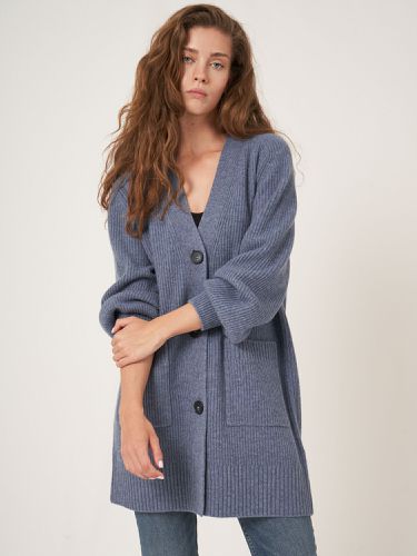 Mid-length rib knit cardigan with pockets - REPEAT cashmere - Modalova