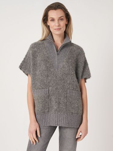 Italian yarn poncho sweater with knitted zip-up collar - REPEAT cashmere - Modalova