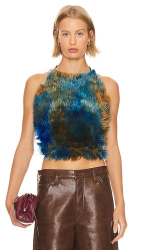 Turquoise faux fur halter top in color teal size L in - Teal. Size L (also in M, S, XS) - Adrienne Landau - Modalova