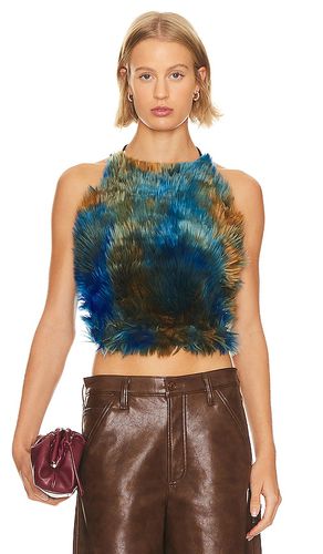 Turquoise Faux Fur Halter Top in . Size M - Adrienne Landau - Modalova