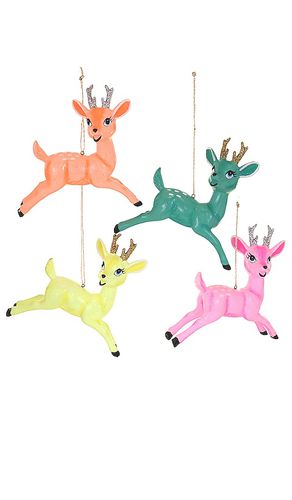 Leaping kitsch deer ornament set of 4 in color pink size all in / - Pink. Size all - Cody Foster & Co - Modalova