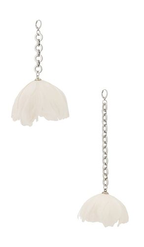 Feather flower asymmetric earrings in color metallic size all - David Koma - Modalova