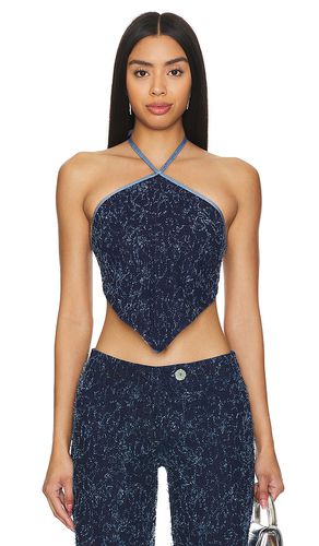 Frayed Denim Halter Top in . Size M, S, XL - Di Petsa - Modalova