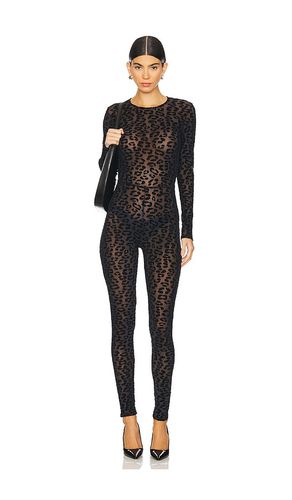 Flocked leopard catsuit en color talla L en - Black. Talla L (también en XS) - fleur du mal - Modalova