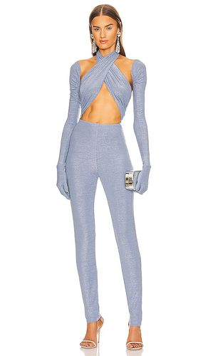 Glitter wrap jumpsuit en color azul talla L en - Blue. Talla L (también en M) - Kim Shui - Modalova