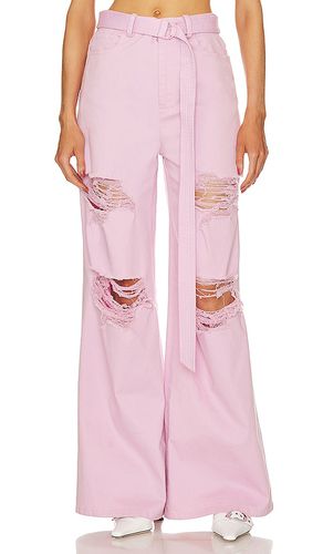 Jean cintura alta stretch cotton twill distressed en color rosado talla 0 en - Pink. Talla 0 (también en 4) - Lapointe - Modalova