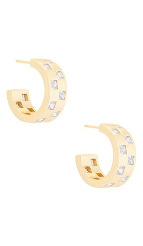 Checkered wide earring in color metallic gold size all - MEGA - Modalova