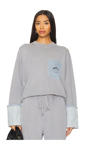 Sudadera con detalle de mezclilla en color gris talla L en - Grey. Talla L (también en M, S, XS) - Moschino Jeans - Modalova