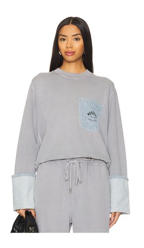 Sudadera con detalle de mezclilla en color gris talla M en - Grey. Talla M (también en S, XS) - Moschino Jeans - Modalova