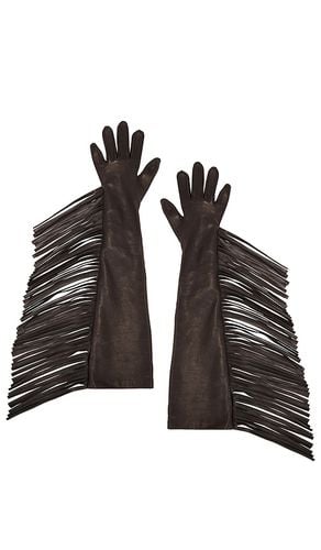 Guantes largos de cuero con flecos en color marrón talla 6.5 en - Brown. Talla 6.5 (también en 7, 7.5) - MANOKHI - Modalova