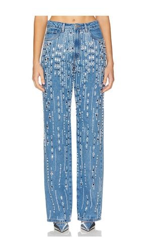 Hand-beaded straight leg jeans en color azul talla 0 en - Blue. Talla 0 (también en 6) - PatBO - Modalova