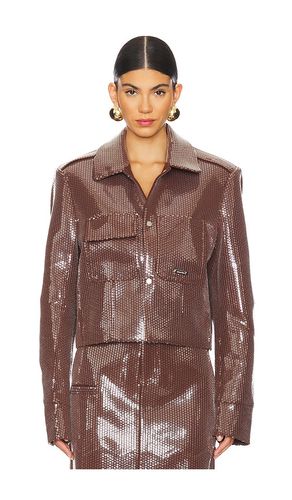 Sequin cropped suit jacket en color talla M en - Brown. Talla M (también en S, XS) - PRIVATE POLICY - Modalova