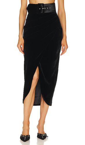 Falda midi drapeada de terciopelo en color talla 36/S en - Black. Talla 36/S (también en 38/M, 40/L, 42/XL) - Rozie Corsets - Modalova