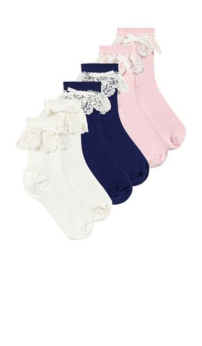 Kids Lace Trim Bow Socks in - self-portrait - Modalova