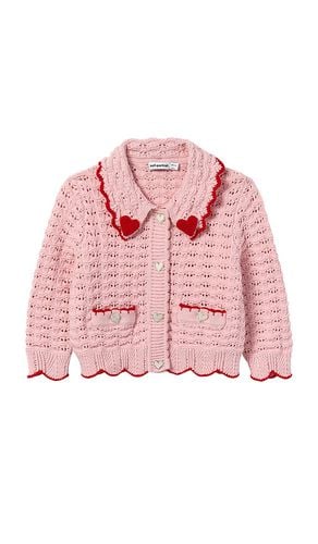 Kids Textured Heart Detail Cardigan in . Taglia 5/6T - self-portrait - Modalova