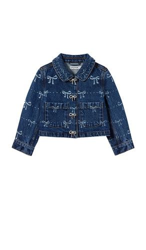 Kids Denim Bow Print Jacket in . Taglia 5/6T - self-portrait - Modalova