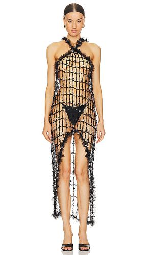 Vestido transparente con cuentas de crochet en color talla L en - Black. Talla L (también en M, S, XS) - Susan Fang - Modalova
