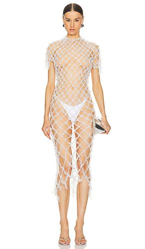 Vestido largo transparente con cuentas de crochet en color talla M en - White. Talla M (también en S, XS) - Susan Fang - Modalova