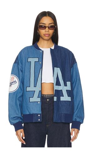 X REVOLVE Dodgers Denim Logo Bomber in . Size L. Also in M - Terez - Modalova