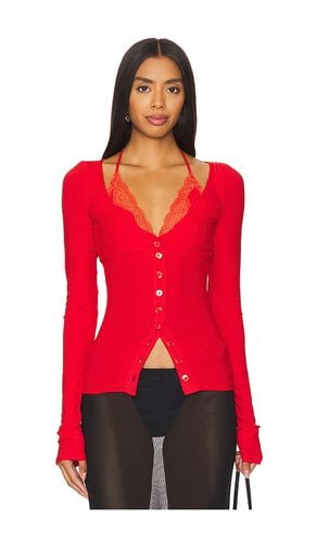 Ribbed jersey cardigan with bra top en color rojo talla 36 en - Red. Talla 36 (también en 40) - Vaillant - Modalova