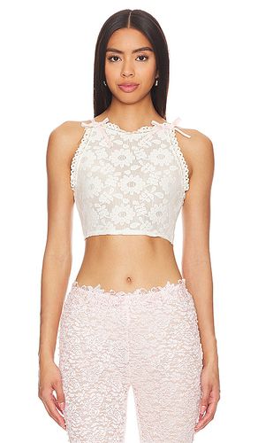 Top de encaje con lazo atado en color talla L en - Cream. Talla L (también en M, S) - Yuhan Wang - Modalova