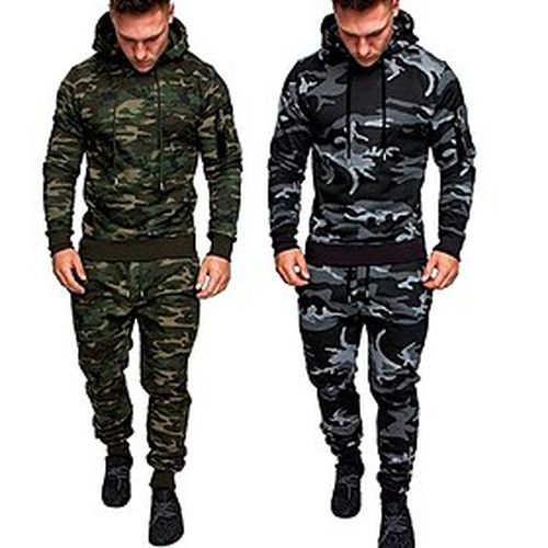 Men's 2 Piece Street Casual Tracksuit Sweatsuit Jogging Suit Long Sleeve Thermal Warm Breathable Moisture Wicking Fitness Running Active Training Jogging Sport - Ador ES - Modalova