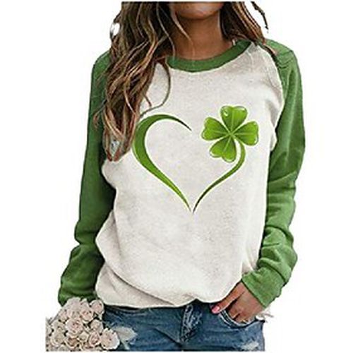 Ladies love four-leaf clover print sweatshirt, st patrick days shamrock shirt for women green (m,fba) - Ador ES - Modalova