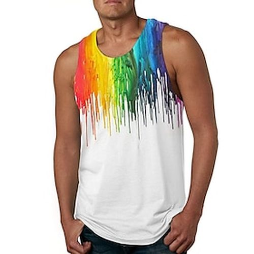 Men's Tank Top Shirt Vest Undershirt Crew Neck Colorful Rainbow 3D Print Sleeveless 3D Print Daily Holiday Tops Casual Beach / Summer / Summer - Ador.com UK - Modalova