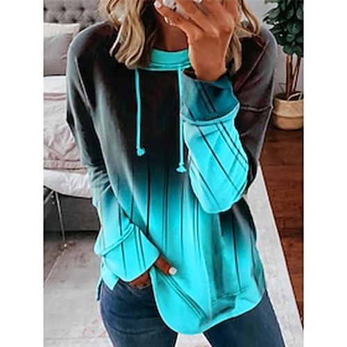 Women's Sweatshirt Pullover Print Sportswear Casual Light Blue Gradient Casual Loose Fit Long Sleeve Round Neck S M L XL XXL / 3D Print - Ador ES - Modalova