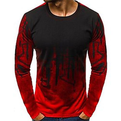Men's T shirt Tee Shirt ArmyGreen White Gray Red 3D Print Long Sleeve Plus Size Tops Streetwear - Ador ES - Modalova